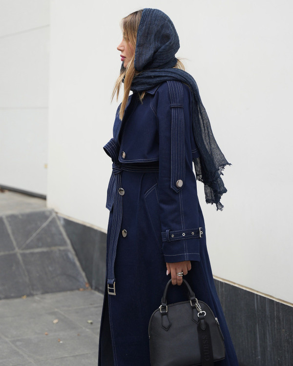 ترنچ کت جین سورمه ای