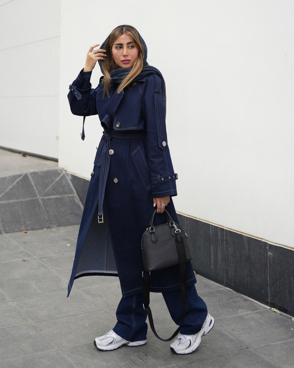 ترنچ کت جین سورمه ای