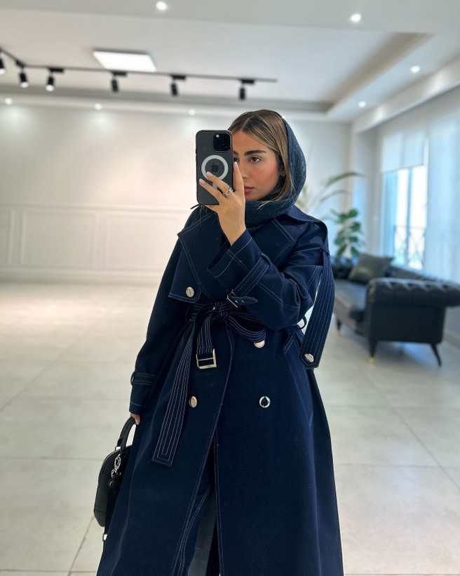 ترنچ کت جین سورمه ای