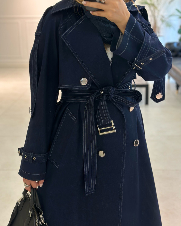 ترنچ کت جین سورمه ای